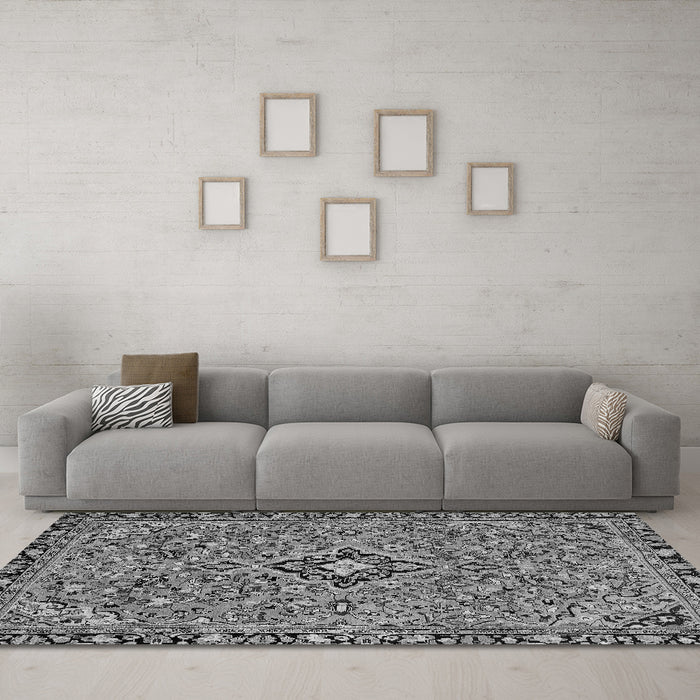 Machine Washable Abstract Gray Modern Rug in a Living Room,, wshabs2849gry