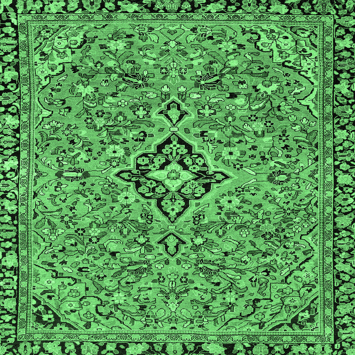 Square Machine Washable Abstract Emerald Green Modern Area Rugs, wshabs2849emgrn