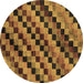 Round Machine Washable Oriental Brown Modern Rug, wshabs284brn