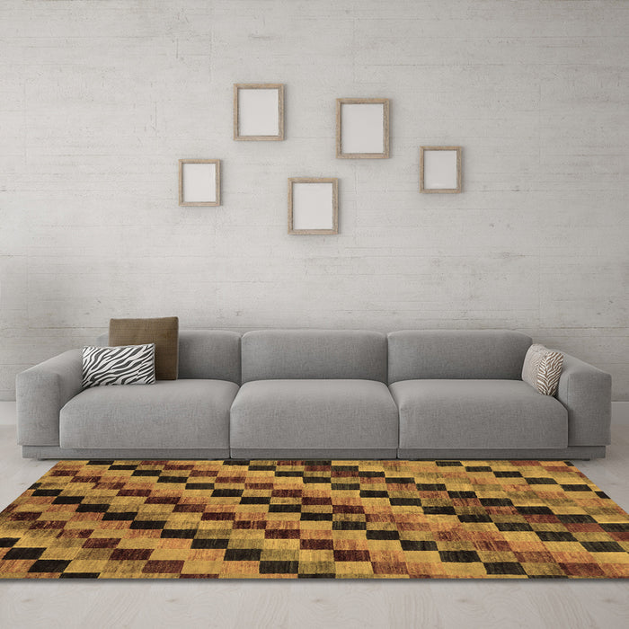 Machine Washable Oriental Brown Modern Rug in a Living Room,, wshabs284brn