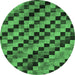 Round Machine Washable Oriental Emerald Green Modern Area Rugs, wshabs284emgrn