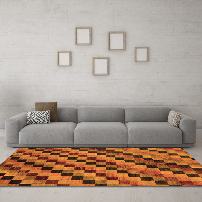 Machine Washable Oriental Orange Modern Area Rugs in a Living Room, wshabs284org