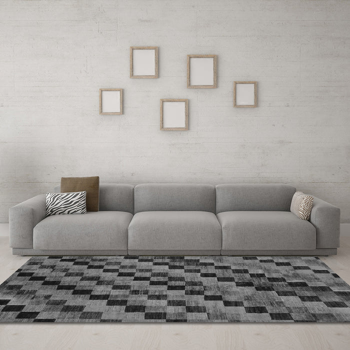 Machine Washable Oriental Gray Modern Rug in a Living Room,, wshabs284gry