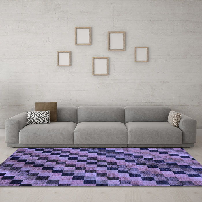 Machine Washable Oriental Blue Modern Rug in a Living Room, wshabs284blu