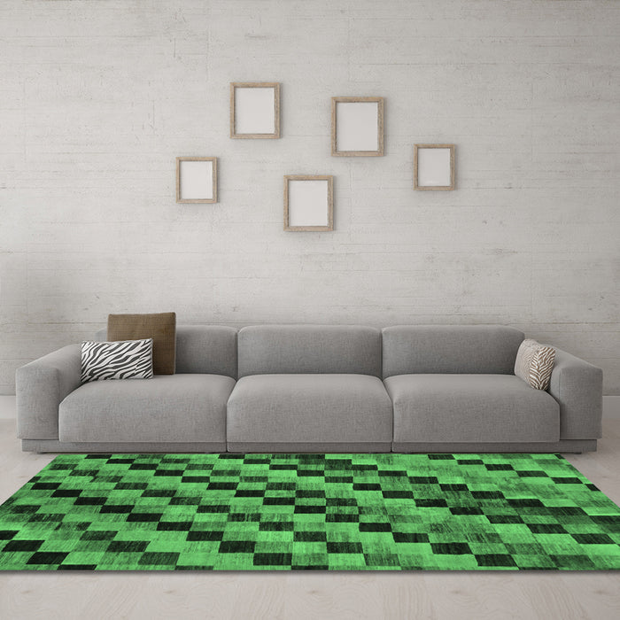 Machine Washable Oriental Emerald Green Modern Area Rugs in a Living Room,, wshabs284emgrn