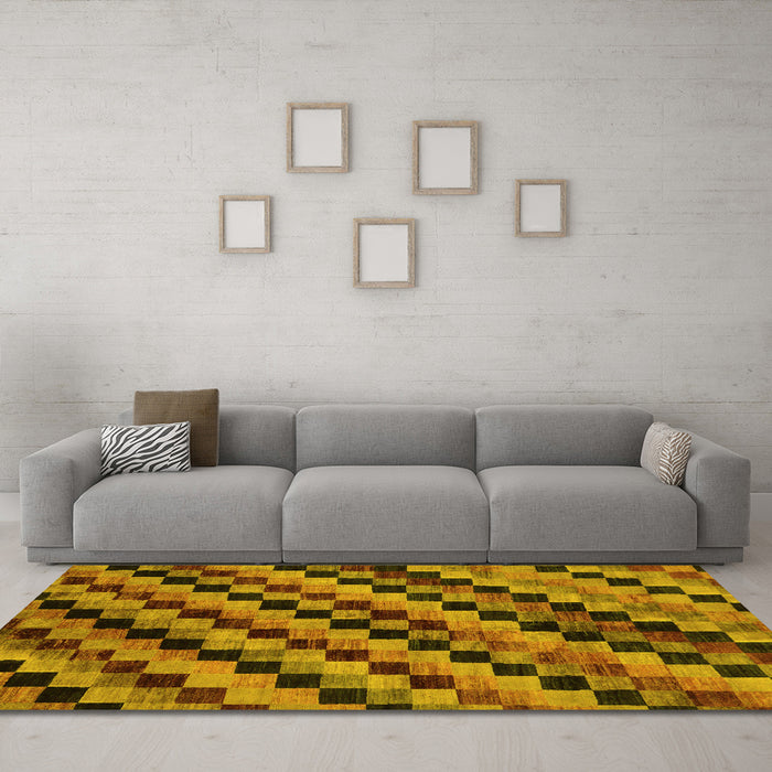 Machine Washable Oriental Yellow Modern Rug in a Living Room, wshabs284yw