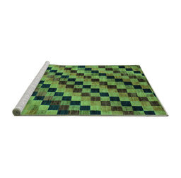 Sideview of Machine Washable Oriental Turquoise Modern Area Rugs, wshabs284turq