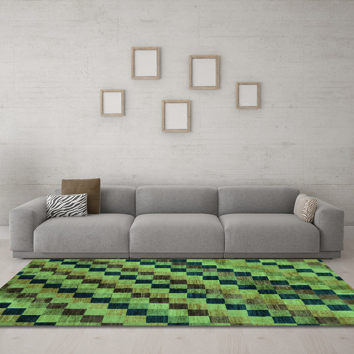Machine Washable Oriental Turquoise Modern Area Rugs in a Living Room,, wshabs284turq