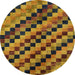 Round Machine Washable Abstract Red Brown Rug, wshabs284