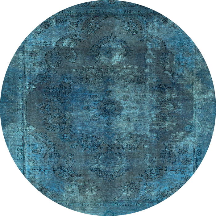 Round Machine Washable Abstract Light Blue Modern Rug, wshabs2850lblu