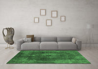 Machine Washable Abstract Emerald Green Modern Rug, wshabs2850emgrn