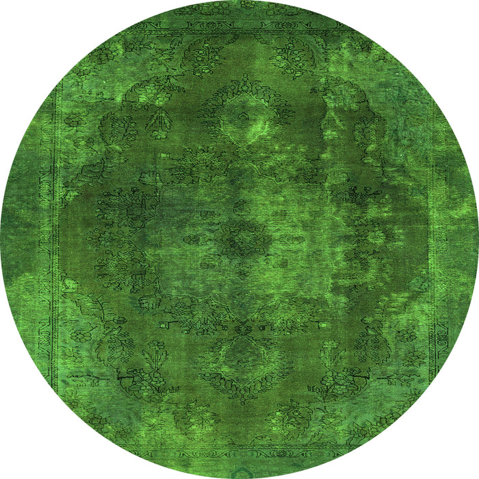 Round Machine Washable Abstract Green Modern Area Rugs, wshabs2850grn