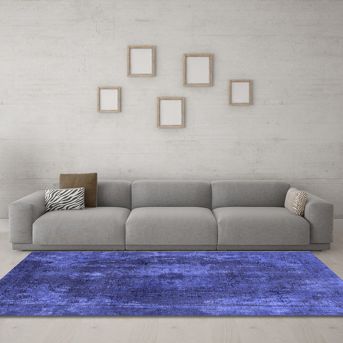 Machine Washable Abstract Blue Modern Rug in a Living Room, wshabs2850blu