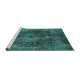 Sideview of Machine Washable Abstract Turquoise Modern Area Rugs, wshabs2850turq