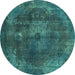 Round Abstract Turquoise Modern Rug, abs2850turq