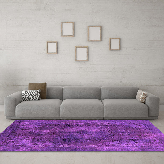 Machine Washable Abstract Purple Modern Area Rugs in a Living Room, wshabs2850pur