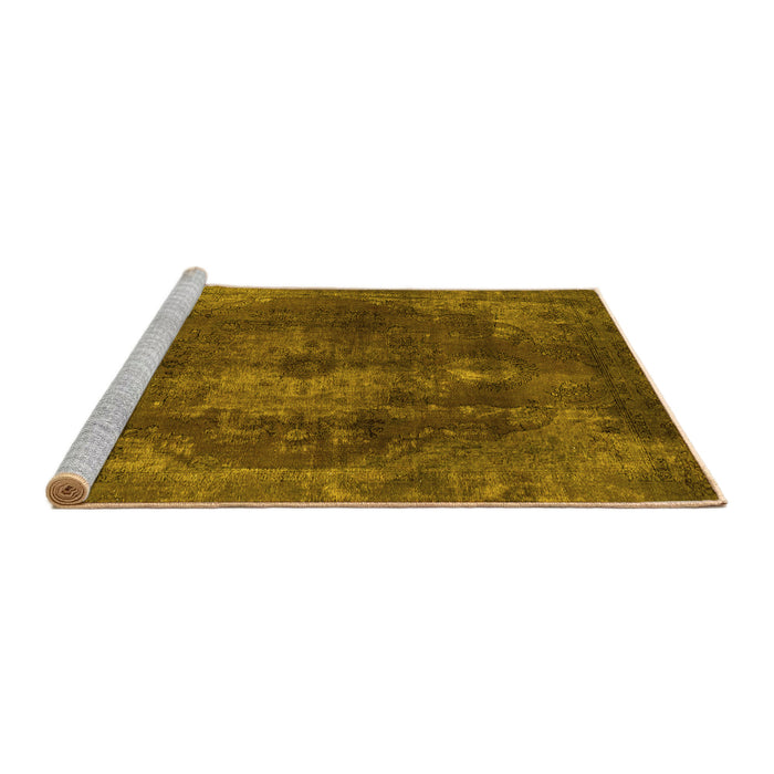 Sideview of Machine Washable Abstract Yellow Modern Rug, wshabs2850yw