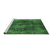 Sideview of Machine Washable Abstract Emerald Green Modern Area Rugs, wshabs2850emgrn