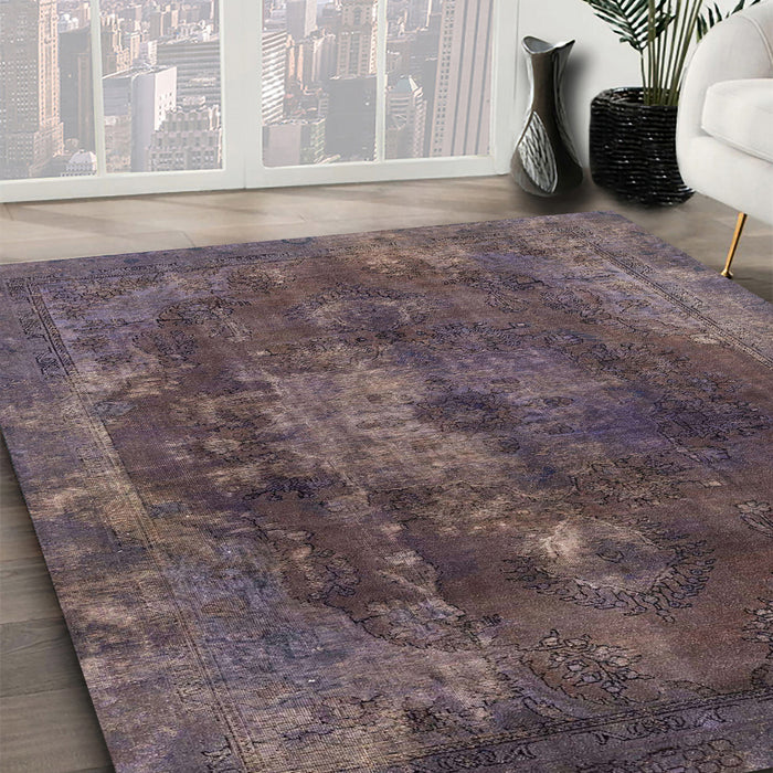 Machine Washable Abstract Rose Dust Purple Rug in a Family Room, wshabs2850