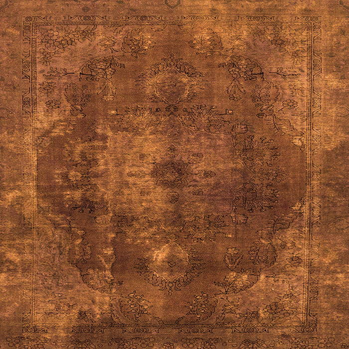 Square Machine Washable Abstract Orange Modern Area Rugs, wshabs2850org