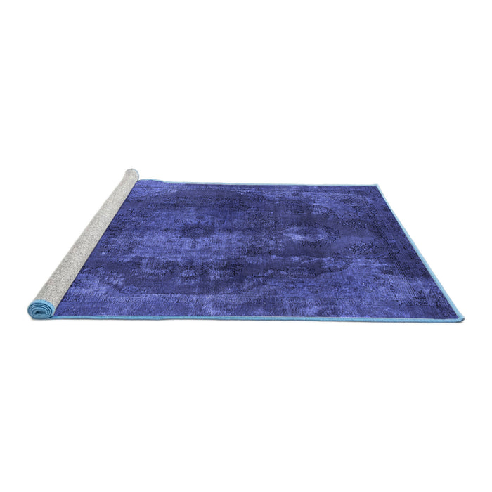 Sideview of Machine Washable Abstract Blue Modern Rug, wshabs2850blu