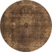 Round Abstract Brown Modern Rug, abs2850brn