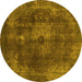 Round Abstract Yellow Modern Rug, abs2850yw