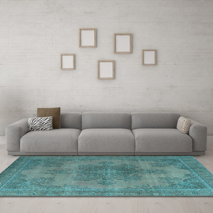 Machine Washable Abstract Light Blue Modern Rug in a Living Room, wshabs2851lblu