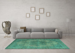 Machine Washable Abstract Turquoise Modern Area Rugs in a Living Room,, wshabs2851turq