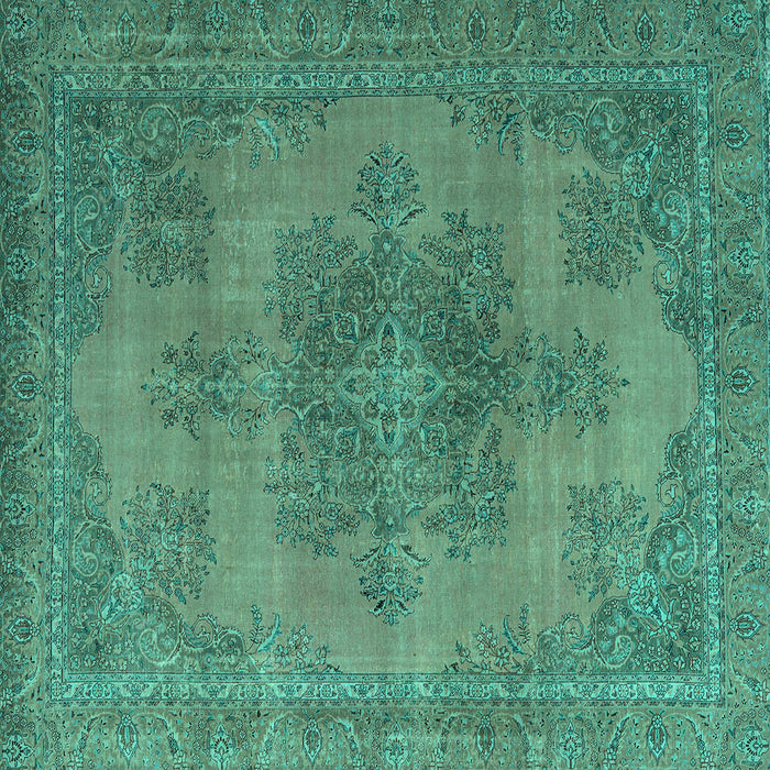 Square Machine Washable Abstract Turquoise Modern Area Rugs, wshabs2851turq