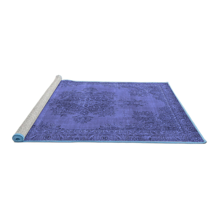 Sideview of Machine Washable Abstract Blue Modern Rug, wshabs2851blu