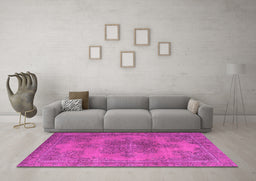 Machine Washable Abstract Pink Modern Rug in a Living Room, wshabs2851pnk