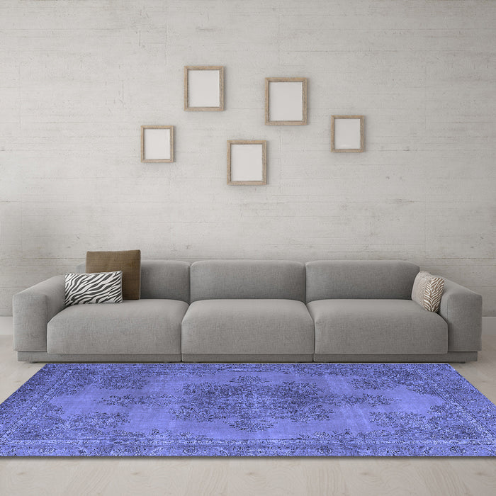 Machine Washable Abstract Blue Modern Rug in a Living Room, wshabs2851blu