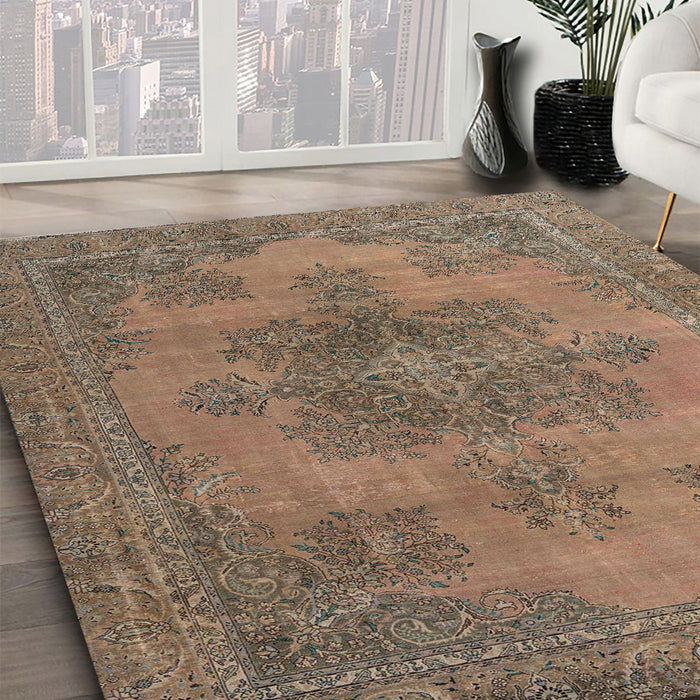 Abstract Orange Salmon Pink Modern Rug in Family Room, abs2851