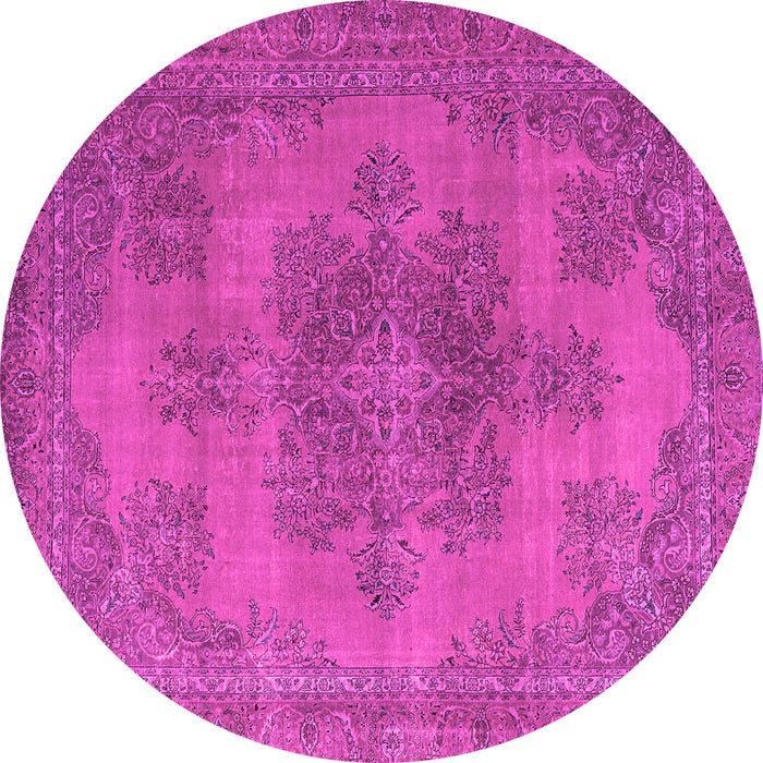 Round Machine Washable Abstract Pink Modern Rug, wshabs2851pnk