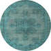 Round Abstract Light Blue Modern Rug, abs2851lblu