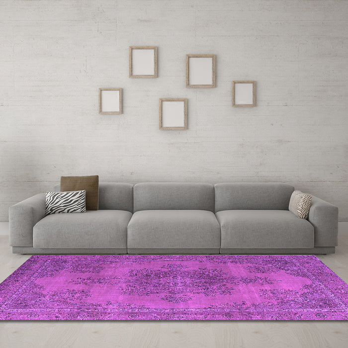 Machine Washable Abstract Purple Modern Area Rugs in a Living Room, wshabs2851pur