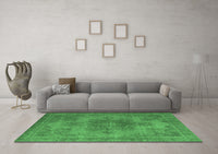 Machine Washable Abstract Emerald Green Modern Rug, wshabs2851emgrn