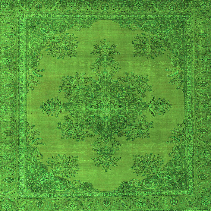 Square Machine Washable Abstract Green Modern Area Rugs, wshabs2851grn