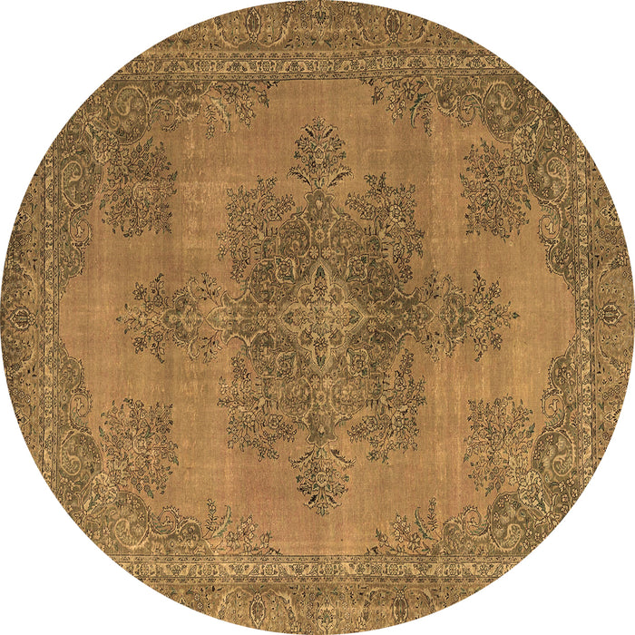 Round Abstract Brown Modern Rug, abs2851brn