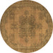 Round Abstract Brown Modern Rug, abs2851brn