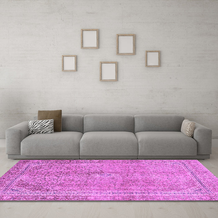 Machine Washable Abstract Purple Modern Area Rugs in a Living Room, wshabs2852pur