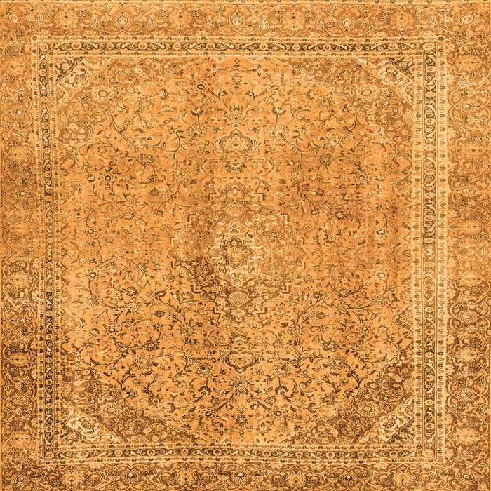 Square Machine Washable Abstract Orange Modern Area Rugs, wshabs2852org