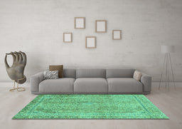 Machine Washable Abstract Turquoise Modern Area Rugs in a Living Room,, wshabs2852turq