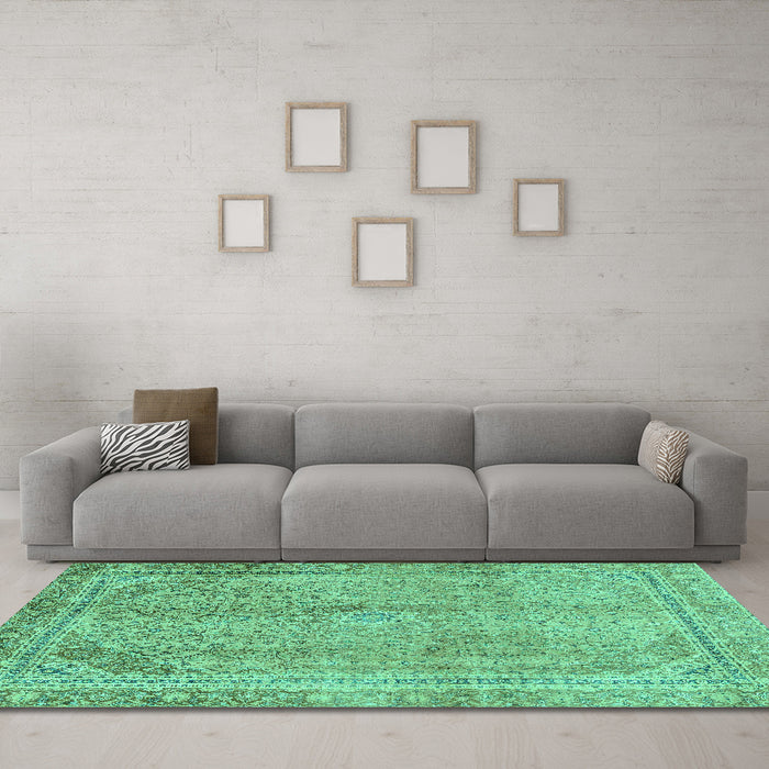 Machine Washable Abstract Turquoise Modern Area Rugs in a Living Room,, wshabs2852turq