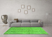 Machine Washable Abstract Green Modern Rug, wshabs2852grn