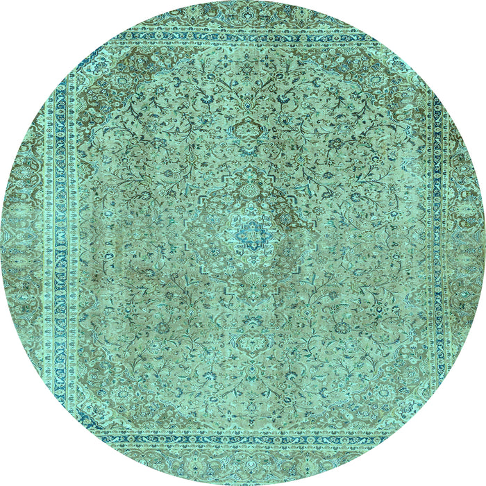 Round Machine Washable Abstract Light Blue Modern Rug, wshabs2852lblu