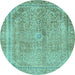 Round Machine Washable Abstract Light Blue Modern Rug, wshabs2852lblu