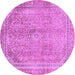 Round Machine Washable Abstract Purple Modern Area Rugs, wshabs2852pur