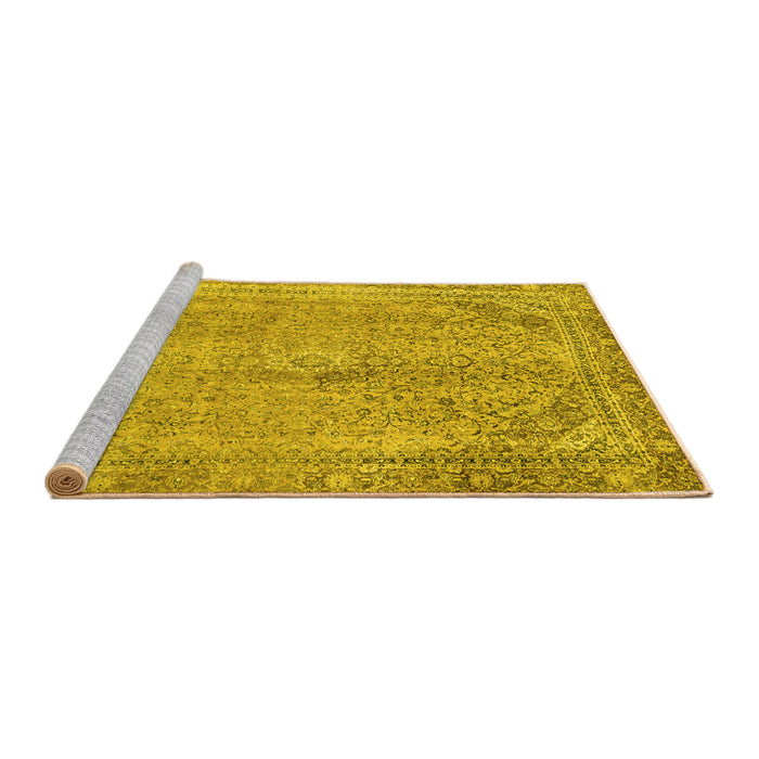 Sideview of Machine Washable Abstract Yellow Modern Rug, wshabs2852yw